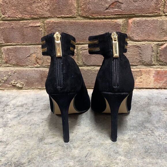 Banana Republic Black Suede Gayle Zip Ankle Heels Size 9 - Picture 6 of 14